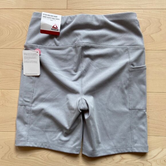 Reebok Women shorts small Fitted High Rise Moisture Management pockets Gray - Picture 6 of 10